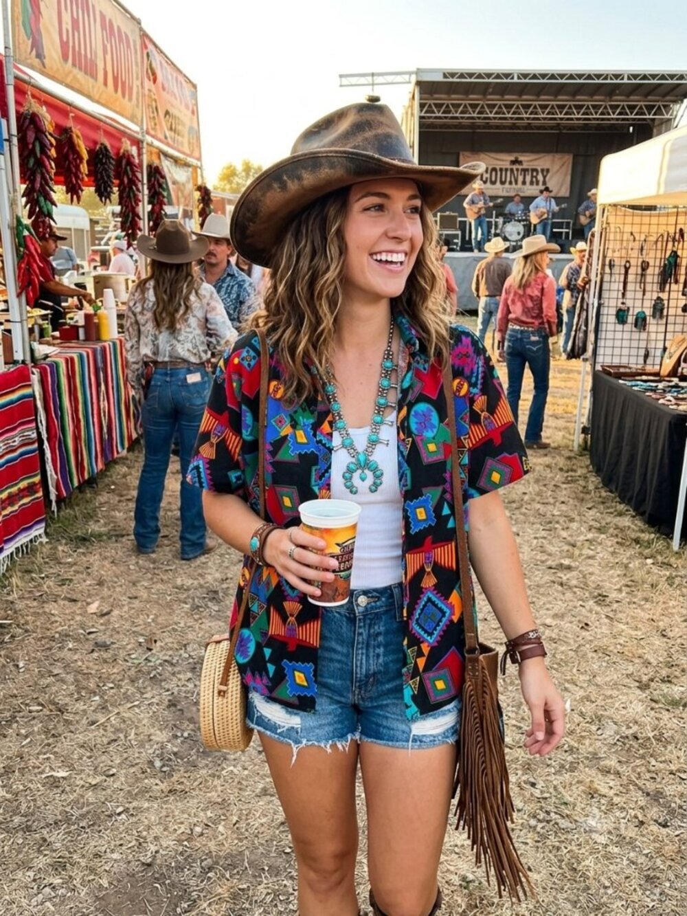 Vintage 80s Sassa Southwestern Aztec Thunderbird Shirt M